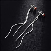 Simple Fashion Inlaid Zircon Ear Wire Tassel Earrings Wholesale Nihaojewelry main image 4