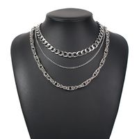 New Punk Style Simple  Metal Texture Multilayer Thick Chain Necklace sku image 3