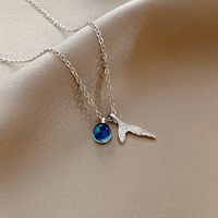 Simple Korean Inlaid Blue Stone Fishtail Necklace Wholesale Nihaojewelry main image 4
