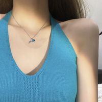 Simple Korean Inlaid Blue Stone Fishtail Necklace Wholesale Nihaojewelry main image 5