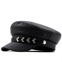 Retro Fashion Solid Color Pu Leather Octagonal Hat Wholesale Nihaojewelry sku image 1