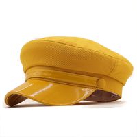 Casual Fashion Pu Leather Solid Color Beret Short Brim Cap Wholesale Nihaojewelry sku image 4