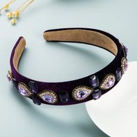 Christmas Glass Diamond Flower Wide-brimmed Velvet Headband Wholesale Nihaojewelry sku image 1