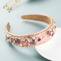 Baroque Color Rhinestones Pearl Flower Wide Side Headband Wholesale Nihaojewelry sku image 4