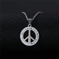 Collier Simple Signe De Paix Anti-guerre En Acier Inoxydable En Gros Nihaojewelry sku image 1