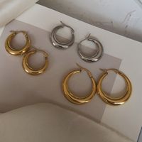 Hollow Crescent-shaped Titanium Steel Earrings Wholesale Nihaojewelry sku image 1