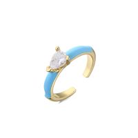 Aogu Cross-border Supply Copper Plating 18k Gold Drop-shaped Zircon Drop Oil Geometric Open Ring Female European And American New Product sku image 1