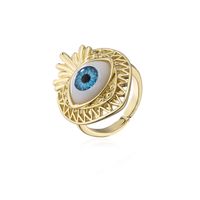Aogu Cross-border Supply Copper Plating 18k Gold Fashion Personalized Fruit Shape Ring Devil's Eye Open Ring sku image 3