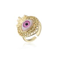 Aogu Cross-border Supply Copper Plating 18k Gold Fashion Personalized Fruit Shape Ring Devil's Eye Open Ring sku image 4