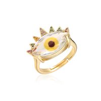 Aogu Cross-border Supply Copper Plating 18k Gold Micro Inlaid Zircon Devil's Eye Jewelry Ring Opening Adjustable Female sku image 4