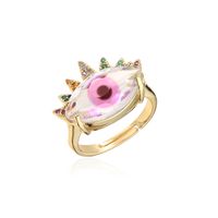 Aogu Cross-border Supply Copper Plating 18k Gold Micro Inlaid Zircon Devil's Eye Jewelry Ring Opening Adjustable Female sku image 1