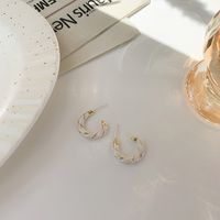 Simple C-shape Twist Hoop Earrings Wholesale Nihaojewelry sku image 1