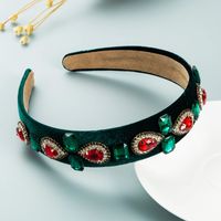 Christmas Glass Diamond Flower Wide-brimmed Velvet Headband Wholesale Nihaojewelry main image 4