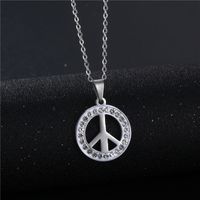Simple Stainless Steel Anti-war Peace Sign Necklace Wholesale Nihaojewelry main image 3