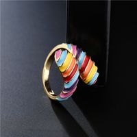 Fashion Candy Color Oil Dripping Geometric Opening Copper Ring Wholesale Nihaojewelry main image 4