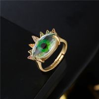 Aogu Cross-border Supply Copper Plating 18k Gold Micro Inlaid Zircon Devil's Eye Jewelry Ring Opening Adjustable Female main image 3