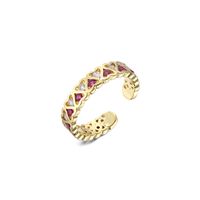 Aogu Cross-border Supply European And American Fashion New Copper Plating 18k Gold Micro Inlaid Zircon Love Geometric Open Ring main image 6