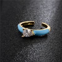 Aogu Cross-border Supply Copper Plating 18k Gold Drop-shaped Zircon Drop Oil Geometric Open Ring Female European And American New Product main image 5
