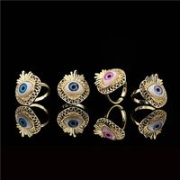 Aogu Cross-border Supply Copper Plating 18k Gold Fashion Personalized Fruit Shape Ring Devil's Eye Open Ring main image 1