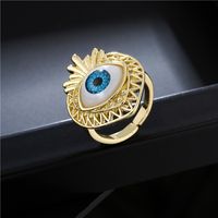 Aogu Cross-border Supply Copper Plating 18k Gold Fashion Personalized Fruit Shape Ring Devil's Eye Open Ring main image 3