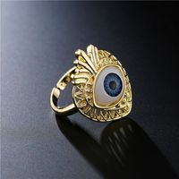 Aogu Cross-border Supply Copper Plating 18k Gold Fashion Personalized Fruit Shape Ring Devil's Eye Open Ring main image 4