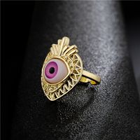 Aogu Cross-border Supply Copper Plating 18k Gold Fashion Personalized Fruit Shape Ring Devil's Eye Open Ring main image 5