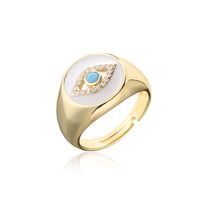 Aogu Cross-border Supply European And American Fashion New Copper Plating 18k Gold Dripping Zircon Devil's Eye Open Ring main image 3