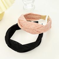 Summer New Elegant Wide-brimmed Women's Hair Band European And American Simple Solid Color Fabric Craft Cross Braid Headband R225 main image 4