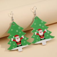 Santa Christmas Tree Leopard Double-sided Printed Leather Earrings Wholesale Nihaojewelry main image 2