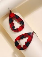 European And American Popular New Christmas Water Drop Plaid Leather Earrings Creative Christmas Tree Earring Gift Accessories Wholesale main image 5