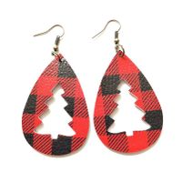 European And American Popular New Christmas Water Drop Plaid Leather Earrings Creative Christmas Tree Earring Gift Accessories Wholesale main image 6