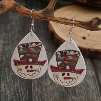 Independent Station New Christmas Water Drop Cartoon Snow Leather Earrings Cute Smiley Face Pu Earrings Wholesale main image 5