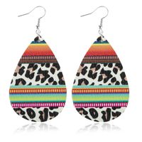 New Water Drop Leopard Print Striped Leather Earrings Wholesale Nihaojewelry sku image 1