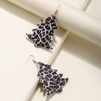 Santa Christmas Tree Leopard Double-sided Printed Leather Earrings Wholesale Nihaojewelry sku image 1