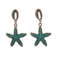 Europe And America Cross Border New Women's Electroplating Metal Alloy Earrings Starfish Shell Retro Personality And Minimalism Eardrop Earring Wholesale sku image 3