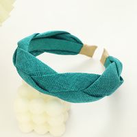 Summer New Elegant Wide-brimmed Women's Hair Band European And American Simple Solid Color Fabric Craft Cross Braid Headband R225 sku image 6