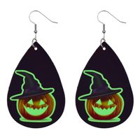 Halloween Skull Pumpkin Witch Funny Leather Luminous Earrings Wholesale Nihaojewelry sku image 2