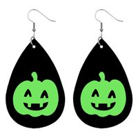 Halloween Skull Pumpkin Witch Funny Leather Luminous Earrings Wholesale Nihaojewelry sku image 3