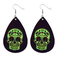 Halloween Skull Pumpkin Witch Funny Leather Luminous Earrings Wholesale Nihaojewelry sku image 7