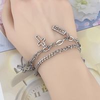 Titanium Steel Fashion Heart Shape Chain Lock Tag Bracelets Wholesale Nihaojewelry sku image 3