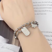 Titanium Steel Fashion Heart Shape Chain Lock Tag Bracelets Wholesale Nihaojewelry sku image 7
