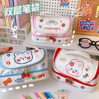 Creative Multifunctional Stationery Canvas Double-layer Pencil Case main image 3