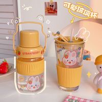 Cute Water Straw Glass Heat-resistant Creative Boy Portable Cup main image 4