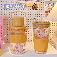 Cute Water Straw Glass Heat-resistant Creative Boy Portable Cup main image 5