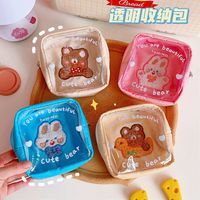 Cute Cosmetic Tea Bear Transparent Storage Portable Coin Purse Bag main image 3