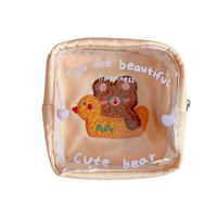 Cute Cosmetic Tea Bear Transparent Storage Portable Coin Purse Bag main image 6