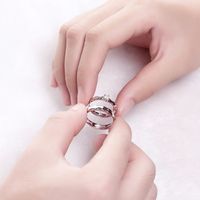 Wholesale S925 Silver Ring Korean Simulation Diamond Couple Ring Wholesale main image 5