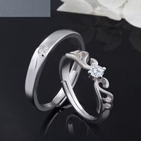 Couple Ring S925 Sterling Silver Korean Inlaid Zircon Diamond Ring Index Finger Tail Ring main image 3