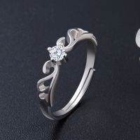 خاتم زوجين S925 الفضة الإسترلينية الكورية مرصع بالزركون خاتم الماس السبابة الاصبع خاتم الذيل main image 4