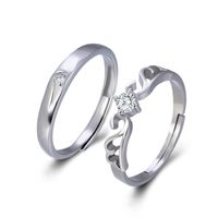 خاتم زوجين S925 الفضة الإسترلينية الكورية مرصع بالزركون خاتم الماس السبابة الاصبع خاتم الذيل main image 6